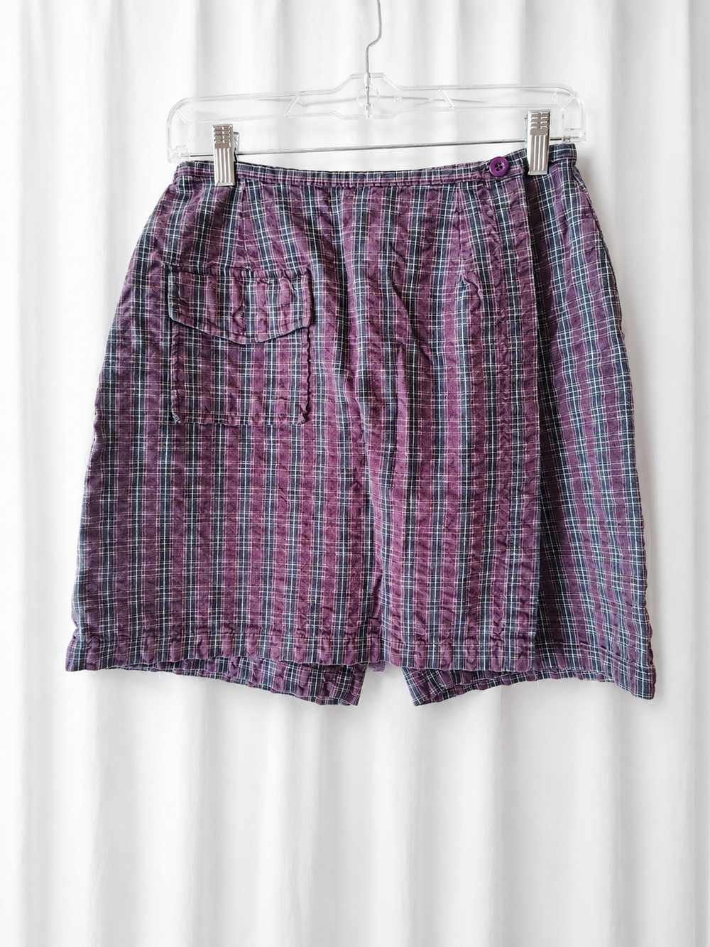 Cherokee Vintage Women's Skorts Purple Plaid 100% Cotton Size 6 Pockets Y2K